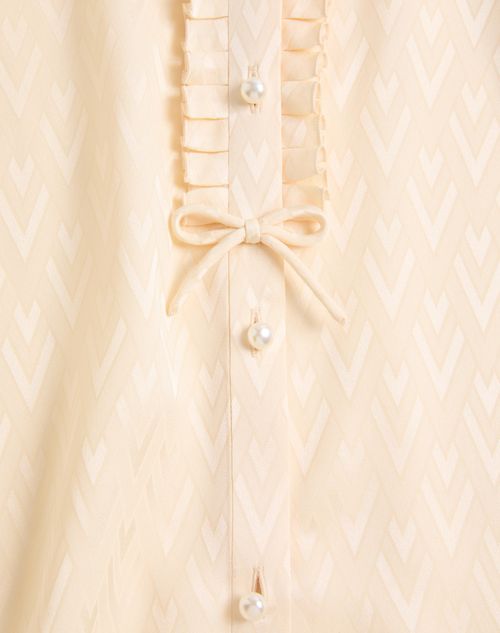 Valentino - Toute La V Silk Jacquard Shirt - Birch - Woman - Shirts & Tops