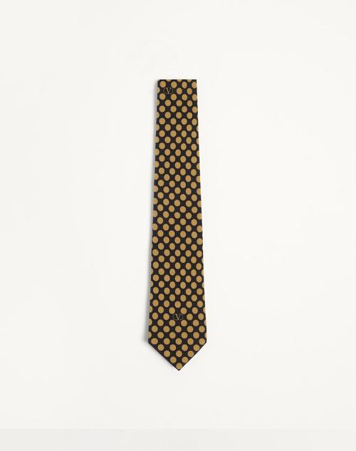 Valentino Garavani - Silk Tie With Plusdepois Pattern - Black/ochre - Man - Ties