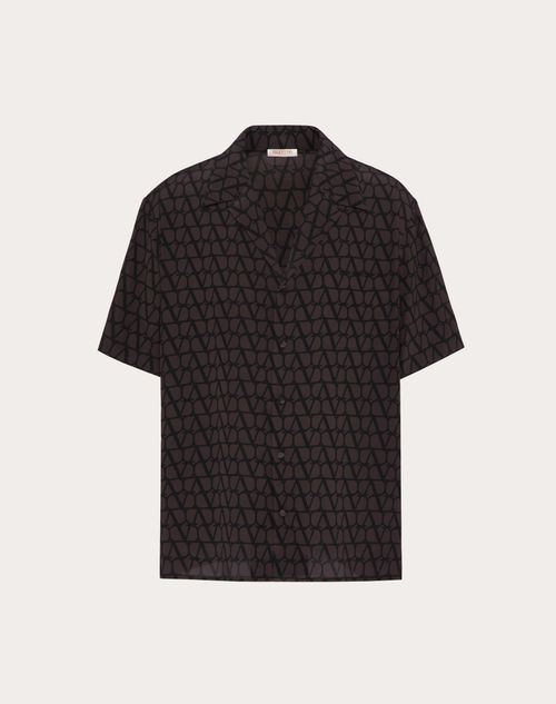 Shop Valentino All-over Toile Iconographe Print Short Sleeve Shirt In Ebony/black