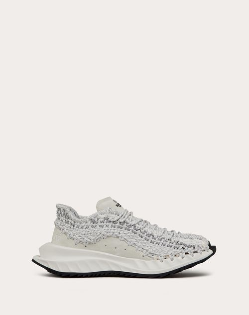 Valentino Garavani - ヴァレンティノ ガラヴァーニ アウトドアクロシェ ファブリック X スエード スニーカー - ホワイト/グレー - メンズ - スニーカー