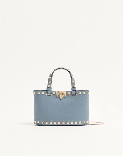 Valentino Garavani Rockstud Mini Shopping Bag In Grainy Calfskin Woman Stone Onesize