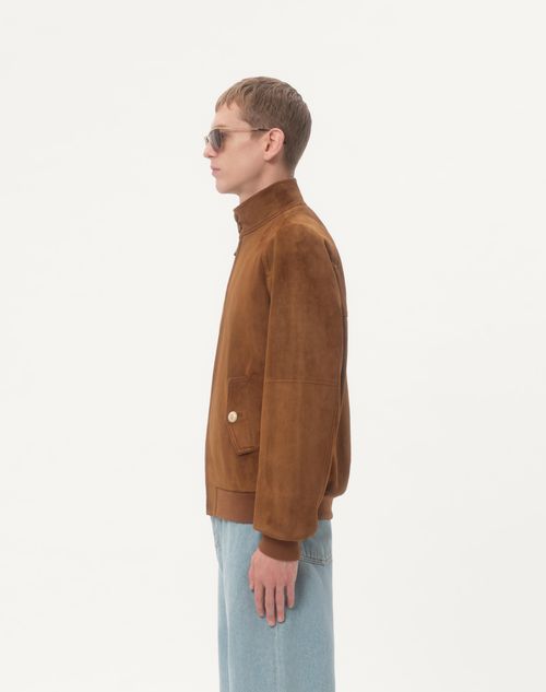 Valentino - Suede Jacket - Brown - Man - Outerwear