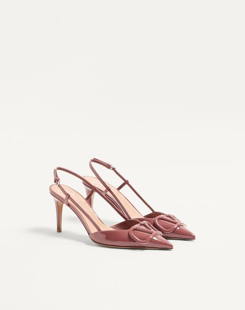 Valentino Garavani - Vlogo Signature Patent Leather Slingback Pump 80mm - Brown - Woman - Pumps