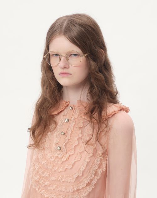 Valentino - Round Metal Frame - Gold - Unisex - Eyewear