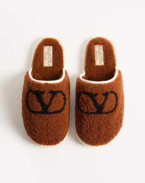 Valentino Garavani - Ta Chambre Wool Slide - Tobacco - Man - Sandals