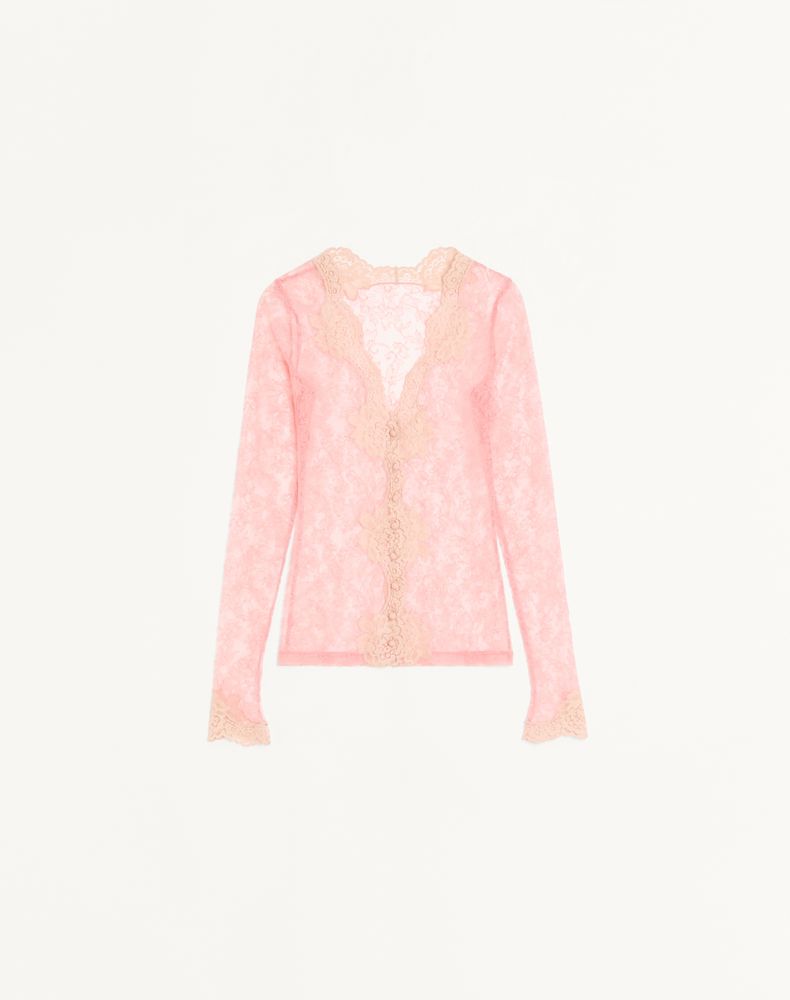 Valentino Women's Pink Stretch Lace Cardigan Woman Xs