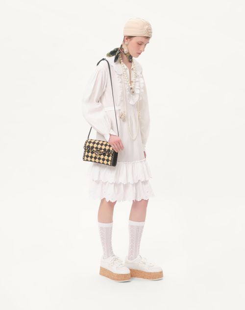 Valentino Garavani - Valentino Garavani Rockstud Small Shoulder Bag In Embroidered Raffia - Natural/black - Woman - Shoulder Bags