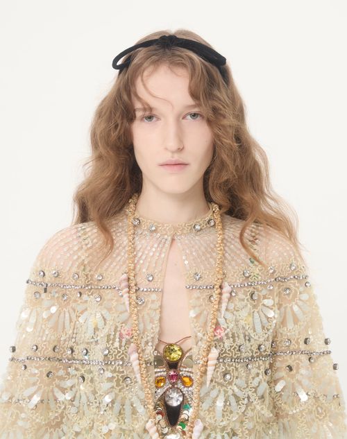 Valentino - Cape En Tulle Illusione Brodée - Multicolor - Femme - Vestes Et Manteaux