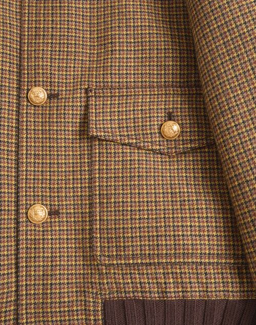 Valentino - Valentino Wool Bomber Jacket With Houndstooth Pattern - Brown - Man - Outerwear