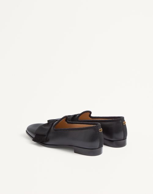 Valentino Garavani - Bowow Leather Loafer - Black - Man - Loafers And Driver