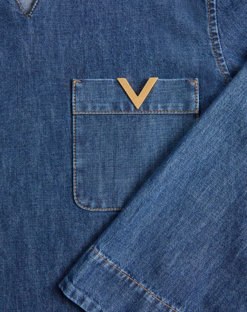 Valentino - Denim Chambray Shirt - Blue - Woman - Denim