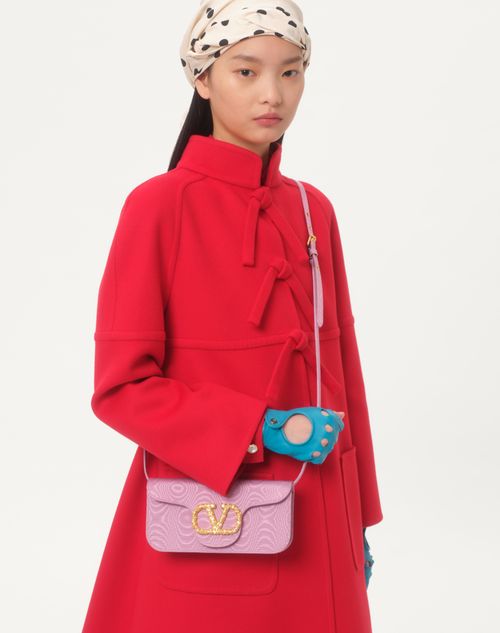 Valentino Garavani - Valentino Garavani Locò Moiré Fabric Clutch With Jewel Logo - Rhododendron/crystal - Woman - Clutches