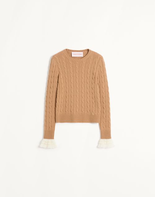 Valentino Pull En Cachemire Femme Camel/ivoire Xs