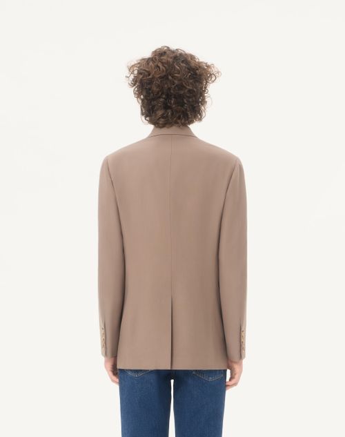 Valentino - Valentino Double-breasted Jacket In Natté Wool - Beige - Man - Coats And Blazers