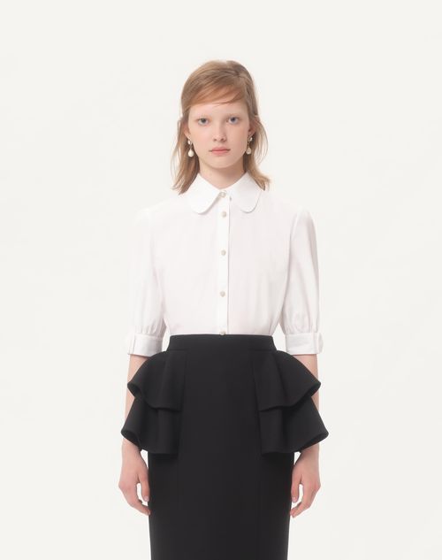 Valentino - Cotton Popeline Shirt - White - Woman - Shirts And Tops