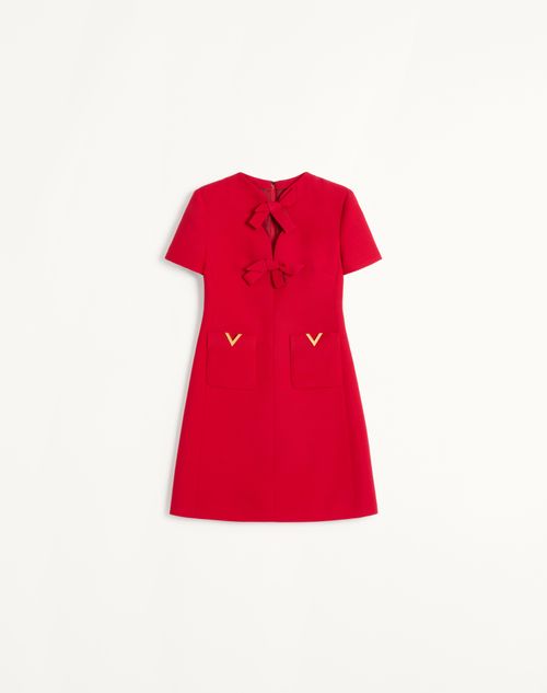 Valentino Garavani Bow Detail Crepe Couture Minidress In Red