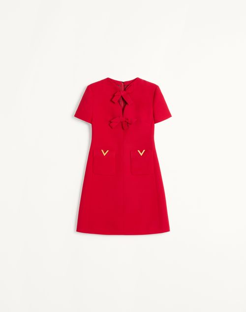 Valentino Robe Courte En Crêpe Couture Femme Rouge 40