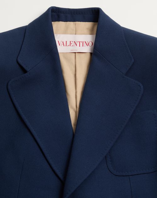 Valentino - Single-breasted Wool Gabardine Jacket - Blue - Man - Coats And Blazers