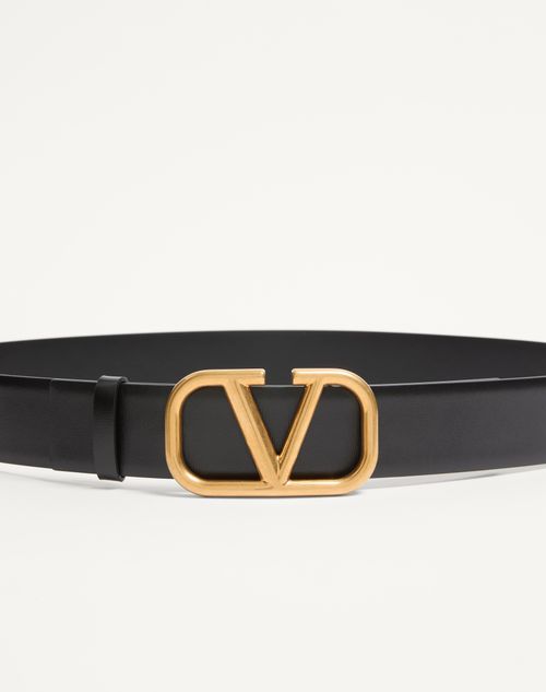 Valentino Garavani - Cintura Vlogo Signature In Vitello 40mm - Nero - Uomo - Cinture