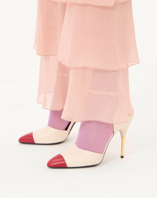 Valentino Garavani - Décolleté Sinead In Capretto 105mm - Burro/rosso - Donna - Décolleté E Slingbacks
