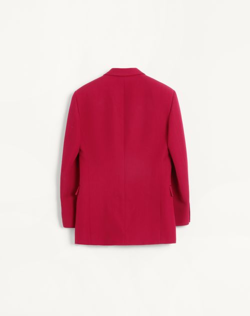 Valentino - Double-breasted Grain De Poudre Wool Jacket - Cherry Red - Man - Coats And Blazers