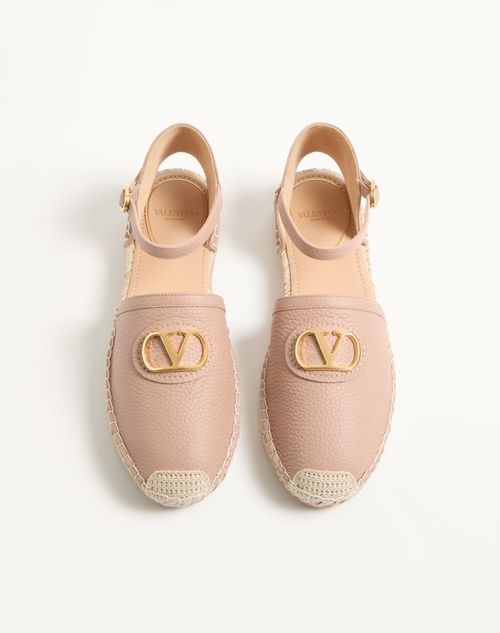 Valentino Garavani - Vlogo Signature Ballerina In Grainy Calfskin 25mm - Rose Cannelle - Woman - Espadrilles And Wedges