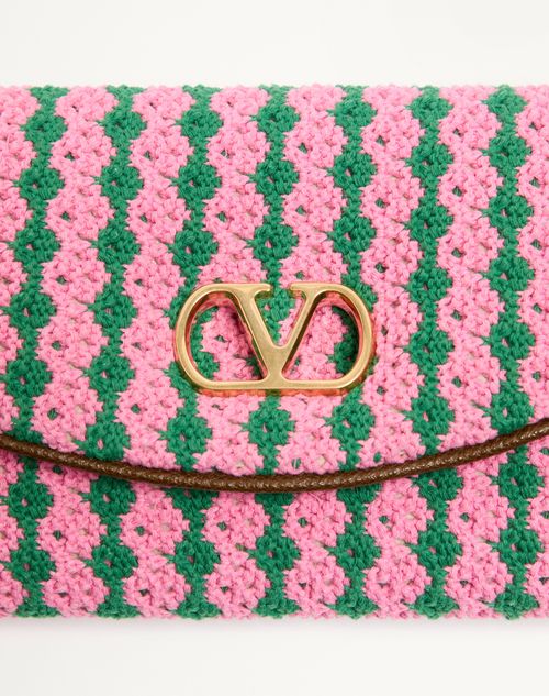 Valentino Garavani - Valentino Garavani Devain Small Shoulder Bag In Crochet Fabric - Pink/green - Woman - Shoulder Bags