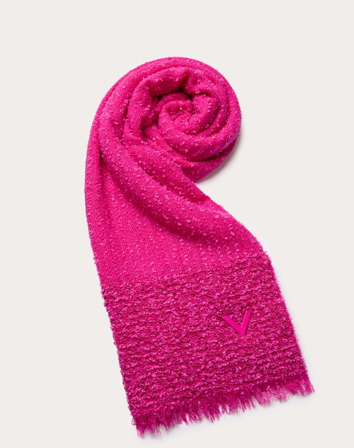 Shop Valentino Garavani V Detail Scarf In Cashmere Blend Woman Pink Pp Uni