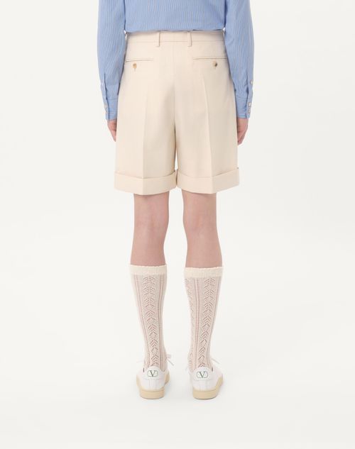 Valentino - Bermuda De Lona De Algodón Con Dobladillo - Shell - Hombre - Pantalones Largos Y Cortos
