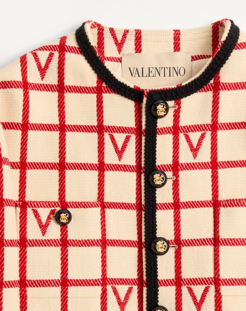 Valentino - 브이 체크 패턴 울 혼방 재킷 - 버터/파리 - 남성 - 재킷 & 다운 재킷