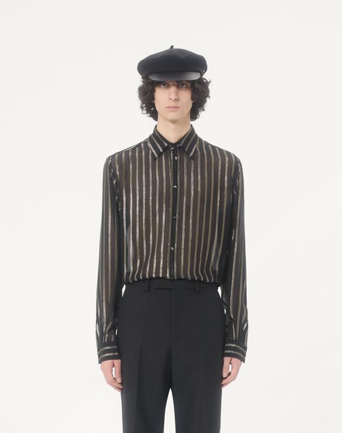 Valentino - Valentino Silk Chiffon & Lurex Shirt - Black/gold - Man - Shirts