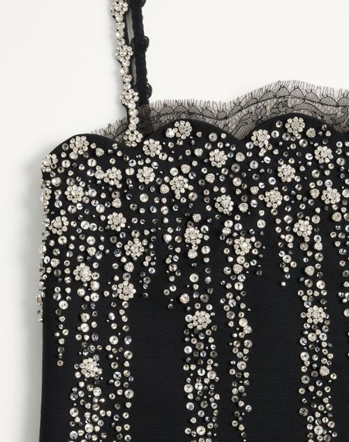 Valentino - Embroidered Crepe Couture Short Dress - Black - Woman - Dresses
