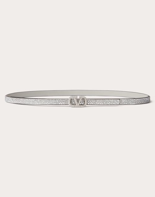 Valentino Garavani Vlogo Signature Belt With Crystals 10 Mm Woman Crystal 090 In Crystal