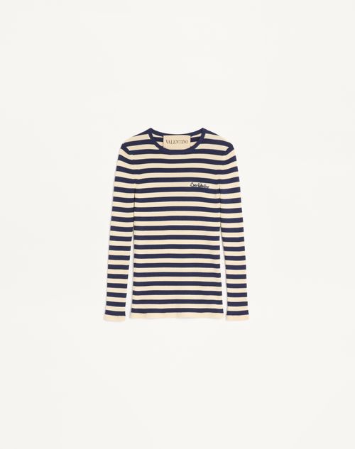 Valentino Cotton Jumper Woman Birch/provence Blue/birch Xxs