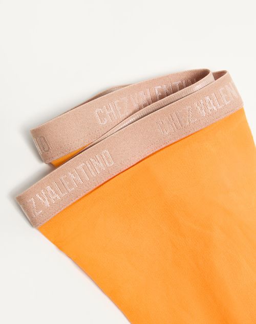 Valentino - Lycra Lace Tights - Flower Orange - Woman - Soft Accessories