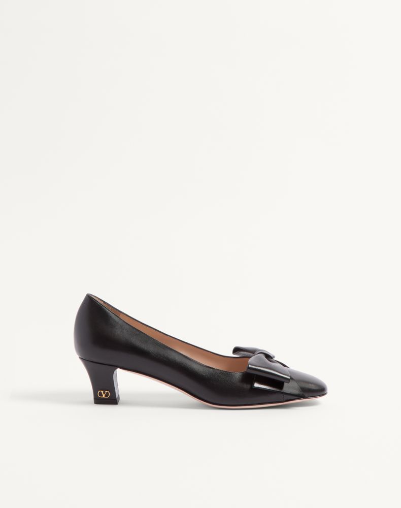 Valentino Garavani Women Black Bow Leather Pumps, 6.5 Luxury Pumps & Heels For Women Darveys In Grey