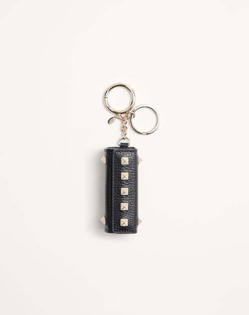Valentino Garavani - Valentino Garavani Rockstud Charm In Grainy Calfskin - Black - Woman - Bag Charms And Keyrings