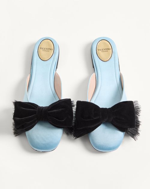 Valentino Garavani - Reinette Satin Mule - Azure - Woman - Ballerinas
