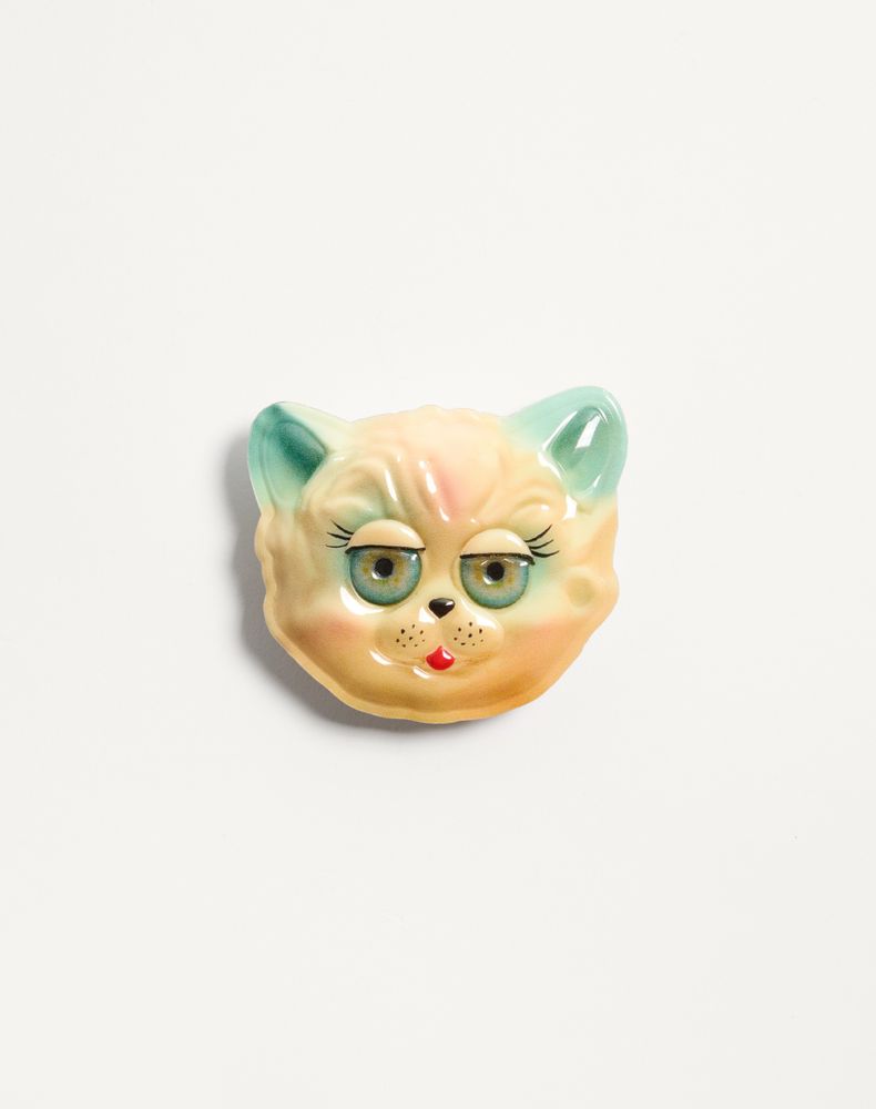 Valentino Garavani Men's Gold/Multicolour Le Chat De La Maison Plastic Brooch Man Uni