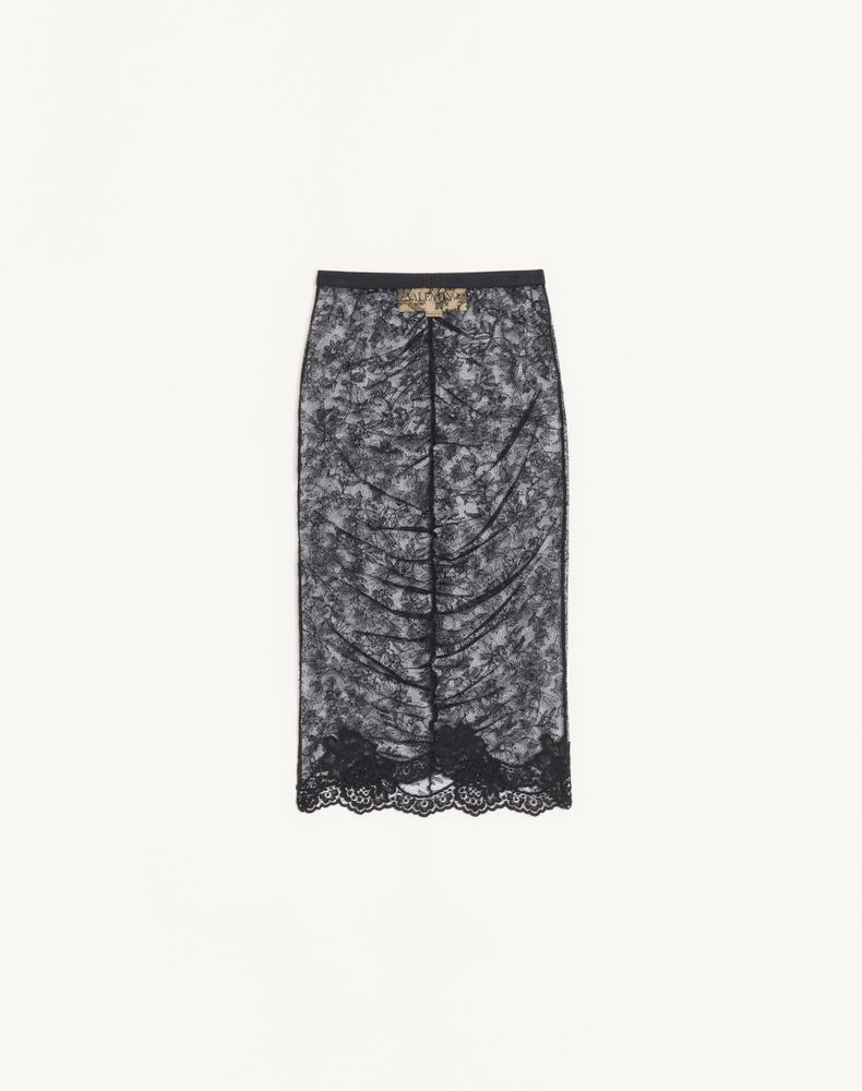Valentino Women's Black Stretch Lace Midi Skirt Woman Xs