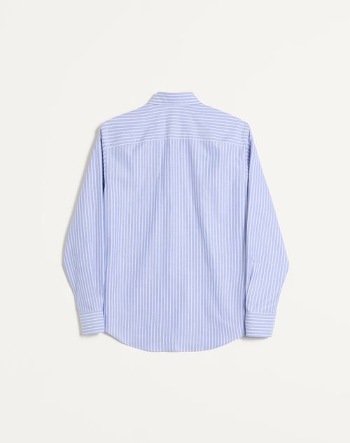 Valentino - Vlogo Embroidered Cotton Shirt - White/azure - Man - Shirts