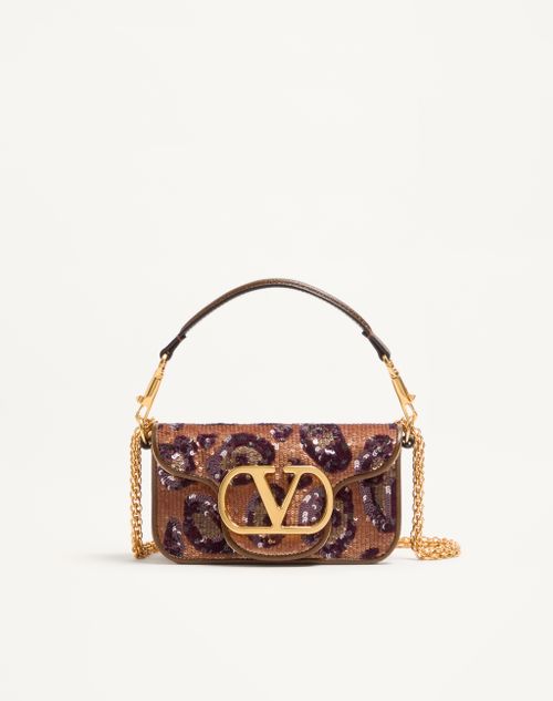 Valentino Garavani - Valentino Garavani Locò Small Embroidered Animalier Shoulder Bag - Brown/multicolour - Woman - Shoulder Bags