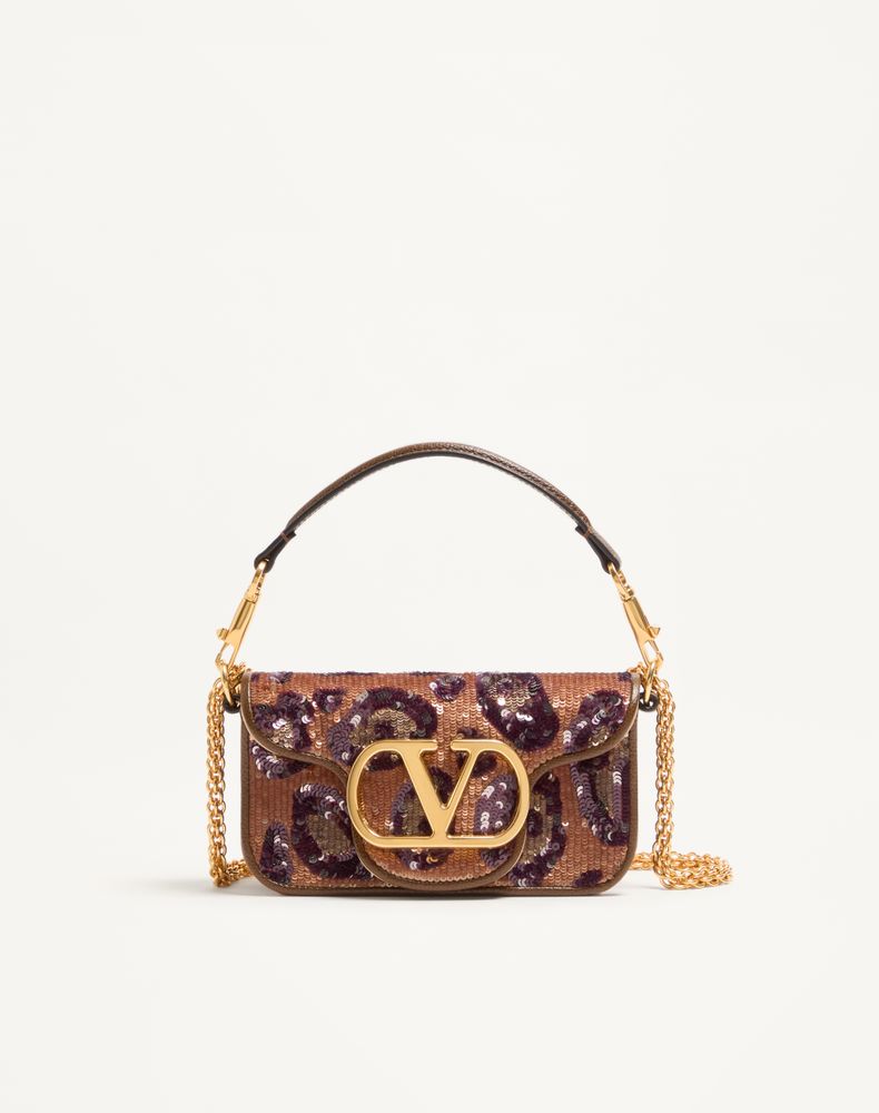 Valentino Garavani Women's Brown/Multicolour Locò Small Embroidered Animalier Shoulder Bag Woman Uni