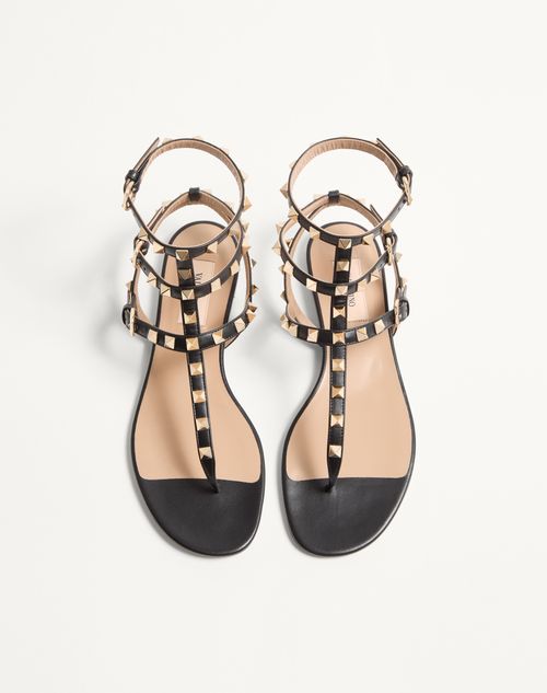 Valentino Garavani - Rockstud Calfskin Flat Flip-flop Sandal - Black - Woman - Shoes
