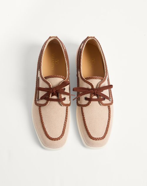 Valentino Garavani - Palm Avenue Canvas And Nappa Boat Shoe - Multicolour/tobacco - Man - Loafers And Driver