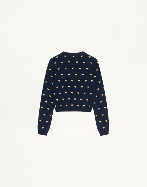 Valentino - Wool Cardigan - Navy/gold - Woman - Knitwear