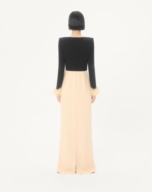 Valentino - Cady Couture Long Dress With Feathers - Black/birch - Woman - Gowns