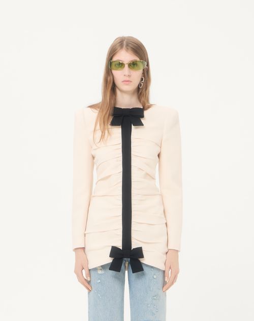 Valentino - Crispy Light Wool Jacket - Vanilla/black - Woman - Jackets And Blazers