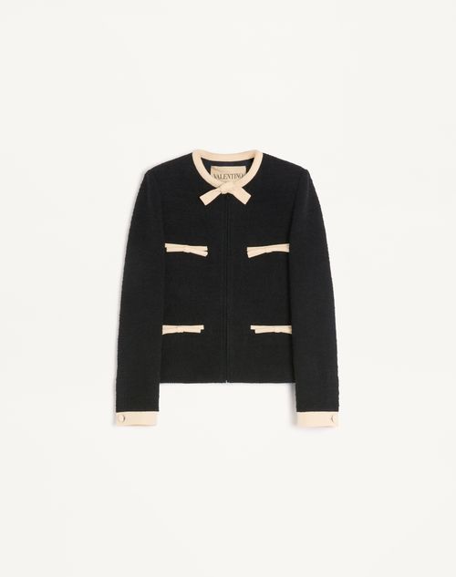 Valentino Chaqueta De Plain Wool Tweed Mujer Negro 42