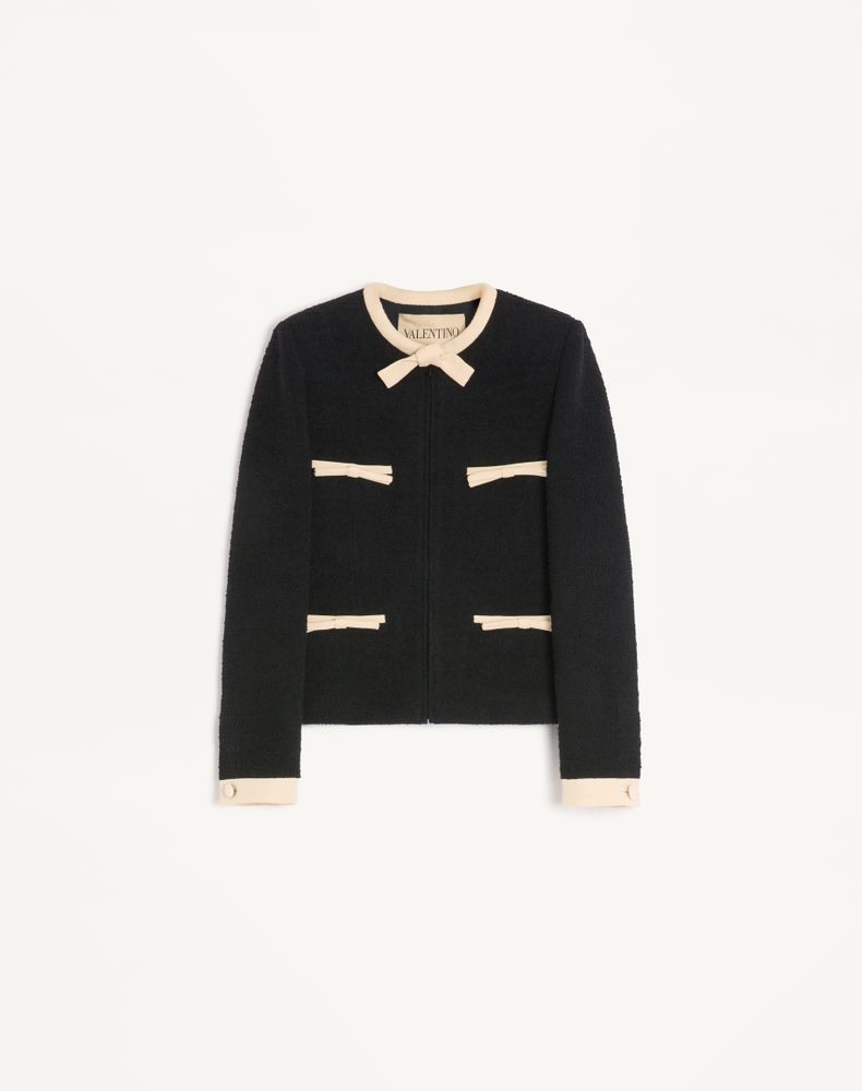Valentino Women's Black Plain Wool Tweed Jacket Woman 50